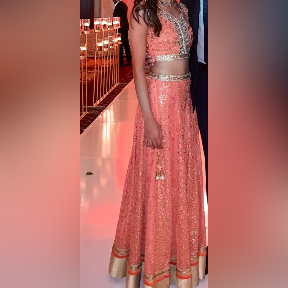 Peach lehengha (3 piece - blouse, skirt, dupatta)